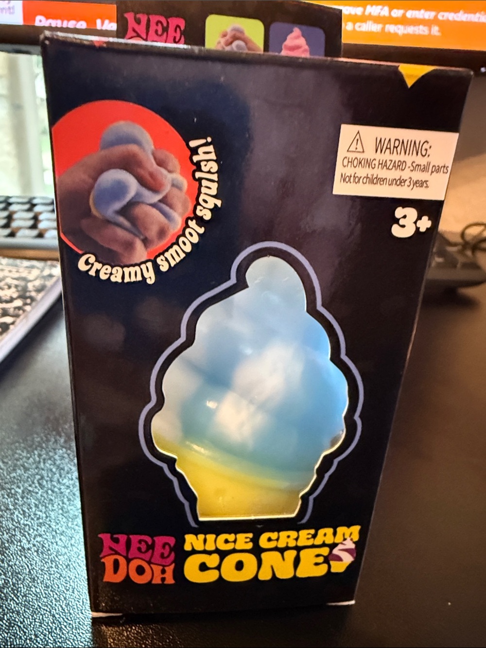 Nice Cream Cone Squishy Toy — Blue and Yellow